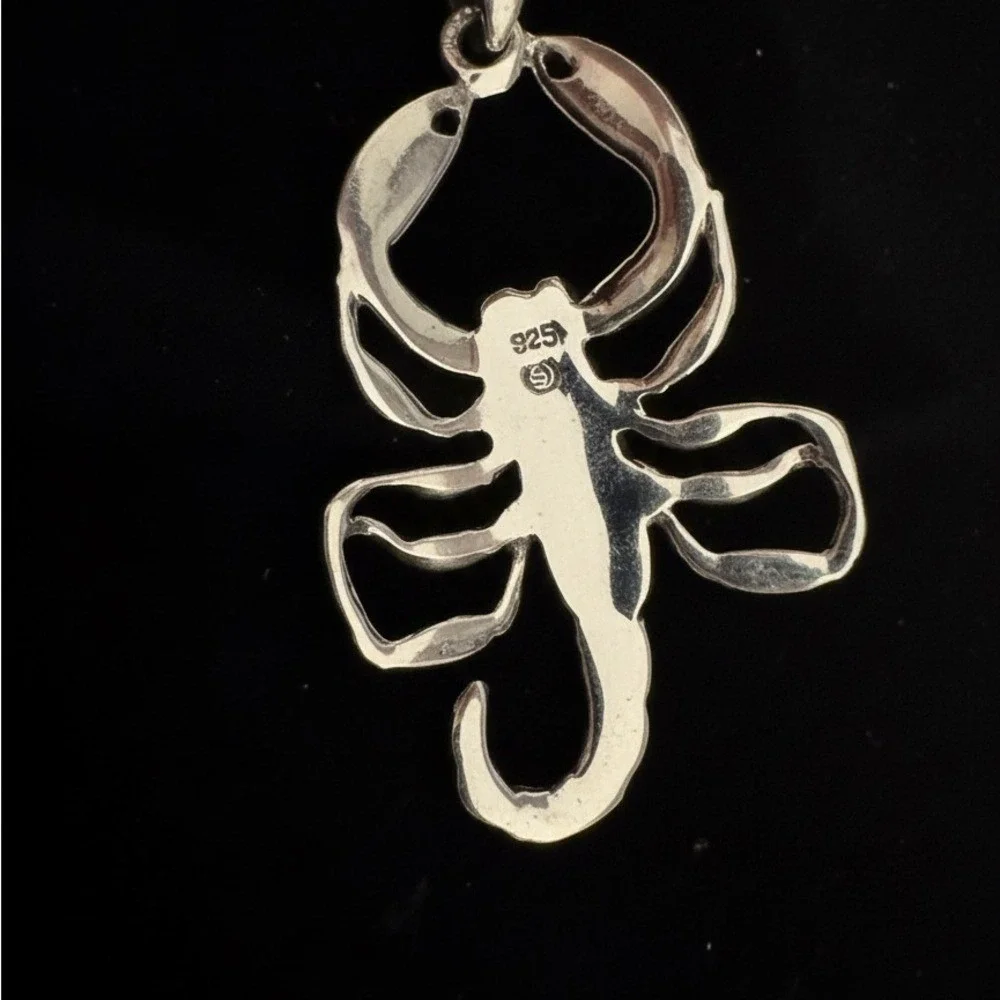 Sterling Silver Scorpion‎ Pendant with genuine turquoise Necklace